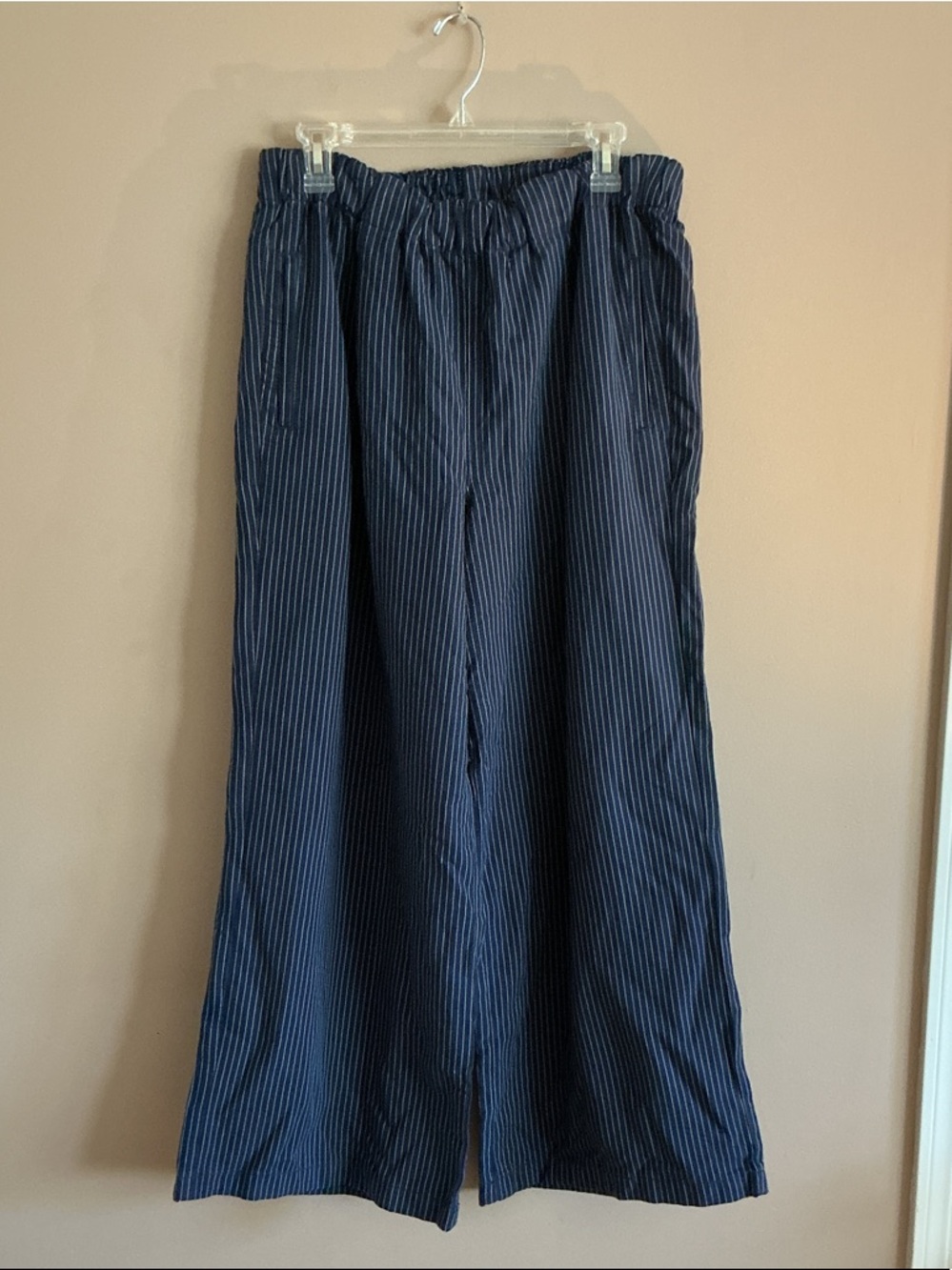 Aerie Navy Pinstripe Drawstring Pants